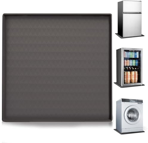 MeYuxg Alfombrilla de Silicona para frigorífico, 60 x 60 cm, con Borde, Color Gris, Bandeja de Goteo para frigorífico, Mini Alfombrilla para lavadoras, secadoras, neveras, armarios de Vino, Agua,