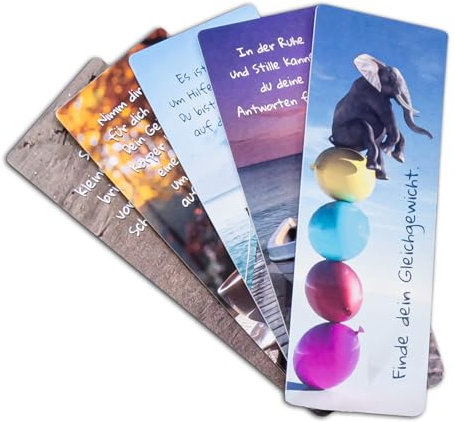 Lichtblicke Lesezeichen 5 Stück, Lesezeichen mit inspirierenden Botschaften für innere Balance