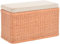 Rattan Wäschekorb Wäschetruhe Sitz gepolstert Honig, Flur-Bank Aufbewahrungsbox mit Deckel Bad-Hocker Sitzhocker Wäschesammler Sitz-Truhe Natur (Terracotta, Rechteckig)