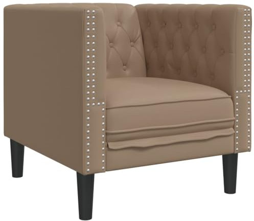 vidaXL Sillón Chesterfield de Cuero Artificial marrón Capuchino, Silla Chesterfield, sillón, sofá Individual, sillas Chesterfield, sillones, sofás