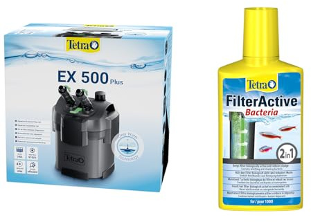 Tetra Aquarium Außenfilter EX 500 Plus - leistungsstarker Filter für Aquarien bis 100 L + Tetra FilterActive Bacteria, 250 ml