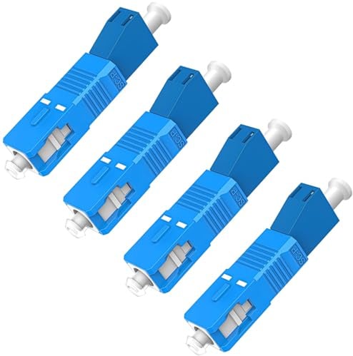 Duttek SC auf LC Adapter Single Mode 4 Stück, 9/125um SC/UPC Stecker auf LC/UPC Buchse Hybrid Glasfaser Adapterstecker für optische Leistungsmesser, visuelle Fehlersuche, digitale Kommunikation