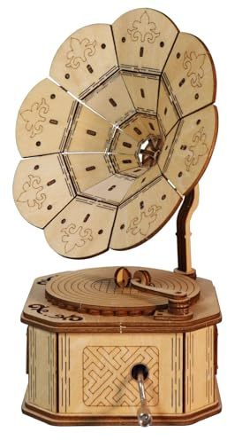 Music Park-3d Wooden Puzzle Phonograph Music Box You Are My Sunshine Handmade Assembly Model Kit DIY Crafts Holidays Birthdays