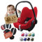 Frottee Sommerbezug [Schonbezug für Babyschale] Autositz kompatibel mit Maxi Cosi Cabrio Fix + GRATIS Gurtpolster (rot + GP)