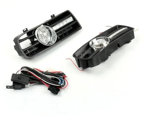 NKURTPC Kühlergrills Auto-Lufteinlassgitter 2X Nebelscheinwerfer 5 Frontstoßstange Grille DRL Lampe Fit Für 99-04 VW Fit Für Golf MK4 GTI TDI