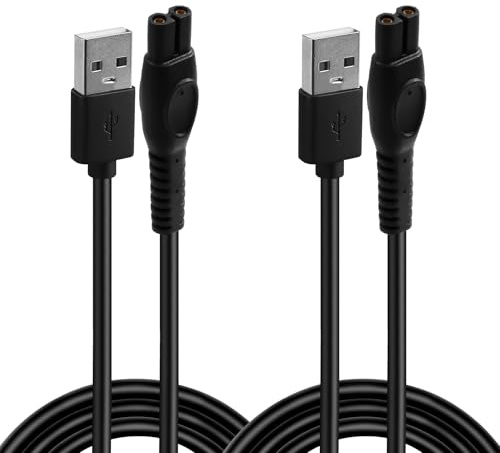 2PCS 5V Cable Replacement Beard Trimmer Charger Cable Compatible with Electric Shaver Charger, Charger Cord Durable Shaver Charger Cable Portable Power Lead for Travel Spare