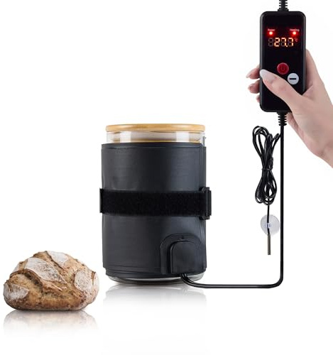 Bourske Sourdough Starter Warmer Jar Heating Wrap, Heat Wrap with NTC Sensor for Bread Proofer, Adjustable Temperature(5-45℃) for Sourdough Fermentation(UK Plug)