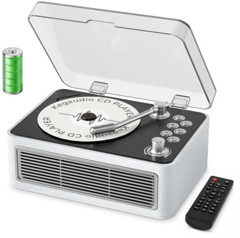 Kegaudio Radio mit CD Player Tragbar mit Bluetooth Retro-Design Pappelholz | Tragbarer CD-Player mit Lautsprecher, Fernbedienung Unterstützt USB/AUX-Wiedergabe Kopfhöreranschluss