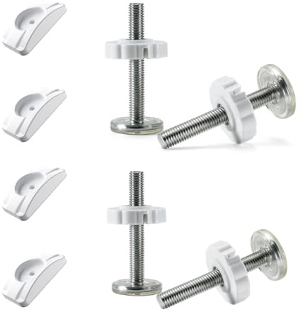 4 Stück Druckschrauben und 4 Sicherheits Wandschutz Pads, Halterung Treppenschutzgitter, Gewindespindelstangen Schrauben Kit, für Haustier Treppengitter，Pförtnerhaus, Treppenhaustür(Weiß)