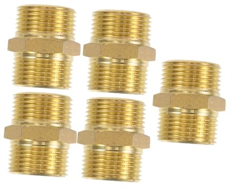 HEMOTON 5pièces Raccord Union Laiton Fileté pour Tuyauterie Adaptateur Droit Pouce Raccord De Tuyau Arrosage avec Joint Fileté