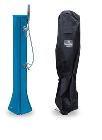 Formidra - Solardusche Happy Go 23L mit Schutzhülle – Blau – Außendusche Pool und Garten – DS-HG142BLCOV – 26 x 29 x 120 cm