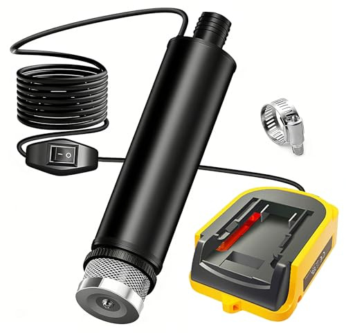 Submersible Water Pump Compatible with Dewalt 18V/20V Battery, 30 L/min Flow 16FT Sump Pump, Portable Electric Water Transfer Pump for Garden Camping Pond Kiddie Pool Fish Tank (No Battery)