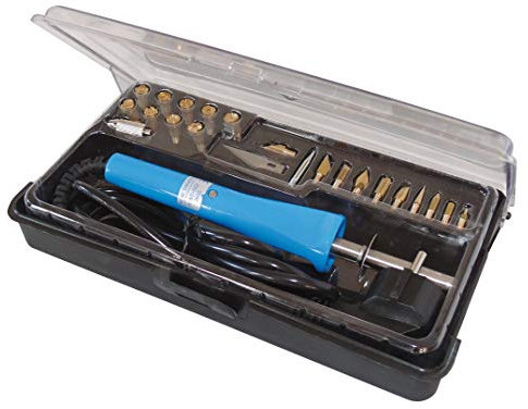 Noname Elektro-Brennstempel 30 Watt, 23 verschiedene Aufsätze, Lötkolben, Pistole, Keramik, Kabelgebunden, 480°C, 0.02 lbs, 4250019116179