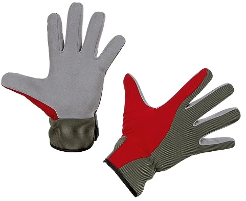 KERBL works Gartenhandschuhe Aventex 9/L Damen/Herren | 1 Paar, Grau/Rot, Mikrofaser, Baumwollvlies, hervorragende Passform, für Garten, Haus, Werkstatt