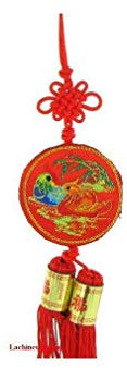 lachineuse - Pendentif Porte Canards Mandarins 30 cm - Porte-Bonheur Chinois à Suspendre - Amulette Japonaise - Omamori Porte Chance Amour - Coloris Rouge - Cadeau Chine Asie - Réussite Amoureuse