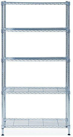 Alba MOBI - Scaffale con Ripiani, in Filo Metallico Cromato, Cromato, 5 mensole M