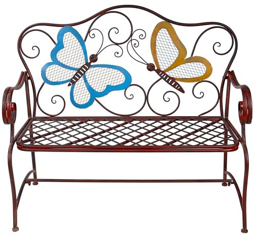 Alpine BVK546 Corporation 114L x 58W cm Outdoor 2-Person Butterfly Garden Bench, Bronze, Medium