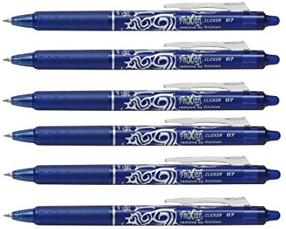 Pilot Frixion Clicker 0.7mm Tip Erasable Ink Gel Pen Tattoo Design Blue Ink (Pack of 6) Supplied Loose