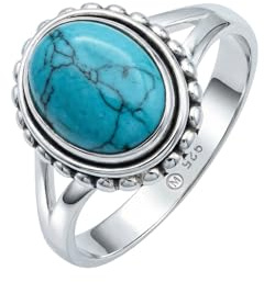 mantraroma Silberring Damen 925 Sterling Silber – ovaler Edelstein Ring, Vintage Statement Ring Schmuck, elegantes Geschenk für Frauen