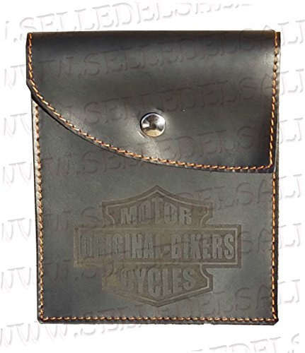 Portadocumenti porta libretto vera pelle incisione motorcyles original bikers arancio