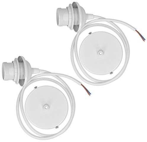 kwmobile E27 Lampenfassung mit Deckenbefestigung Set - 2x Lampenaufhängung Weiß mit 80cm Kabel und Schraubring - Schnurpendel Pendelleuchte Lampe