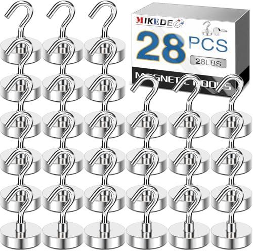 MIKEDE 10 kg Magnethaken, perfekt für Kreuzfahrt, Grill, Handtuch, Indoor-Hängen, Zuhause, Küche, Arbeitsplatz, Büro und Garage, 28 Stück