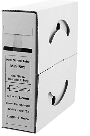Offgridtec 5m Schrumpfschlauch mit Kleber 6,4mm > 3,2mm Schrumpfrate, Dual-Wand, Halogenfrei, Flammhemmend, Wasserdichte Kabelisolierung, Leicht zu Schneiden, Inklusive Spenderbox, Transparent