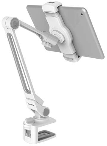 ZenCT Long Arm Aluminum Holder for iPad, 360° Swivel Tablet Stand Mount with bracket holder for iPad pro 11, iPad pro 9.7, iPad air, iPad 4 3 2, iPad Mini, Smart phones