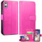 Mobile Stuff iPhone XS Max Leather Wallet Case - Folio Flip Book Cover with Magnetic Clasp Closure - Adjustable Viewing Stand (iPhone XS Max, Pink)