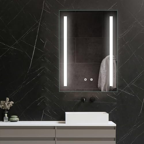 ApeJoy LED Badspiegel 50 x 70 cm mit Beleuchtung, Badezimmerspiegel mit LED Beleuchtung, Warmweiß/Kaltweiß/Neutral