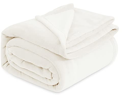 Bedsure GentleSoft Fleece Blankets Queen Size Cream - Mothers Birthday Gifts for Women Bed Blanket Soft Lightweight Plush Fuzzy Cozy Luxury Microfiber, 90x90 inches