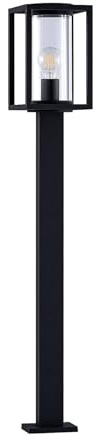 Lucande Außenleuchte Ferda (spritzwassergeschützt (Modern) in Schwarz aus Aluminium (1 flammig, E27) - Wegeleuchte Pollerleuchte Wegelampe Sockelleuchte