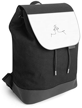 Rucksack mit Lasche 30 cm x 40 cm Daypack für Damen & Herren Tasche mit Motiv Kussmund Line Art Liebe