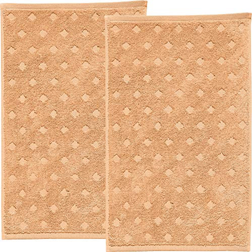 Erwin Müller Walk-Frottier Gästetuch 2er-Pack Baden Baden apricot Größe 30x50 cm - extra saugstark, schnell trocknend, samtweich, mit Schlaufe