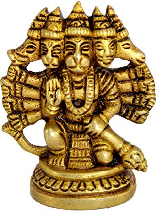 eSplanade Messing Panchmukhi Hanuman Anjaneya Pavan Putra Bajrangbali Idol Murti Moorti Statue Skulptur (6,3 cm - 2.5 Zoll) - Brass Pooja Idols