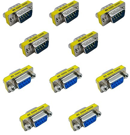 iYueMps 10 adaptadores DB9 Serial RS232 de 9 pines para cambiar género macho-macho y hembra-hembra (5 piezas F-F + 5 piezas M-M)