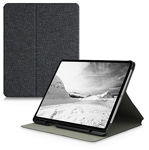kwmobile Funda Compatible con Apple iPad Air 13 (6. Gen 2024) / iPad Pro 12.9 (2018/2020/2021/2022) - Case de Tela Cierre magnético Soporte en Gris Oscuro