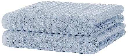 Merana Oslo Handtuch Set | schnelltrocknend, weich & fusselfrei | Frottier Luxus Qualität | 100% Baumwolle Frottee | Oeko-TEX | 590 GSM | Badetuch & Duschtuch | Hellblau (2 x Duschtücher 70x140cm)