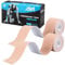 AnjoCare Kinesiologie Tape, ungeschnittenes wasserdichtes elastisches Muskelband für Übung, Sport, Verletzungswiederherstellung, Körperband zum Verbinden (2 Rollen 5M × 5CM)