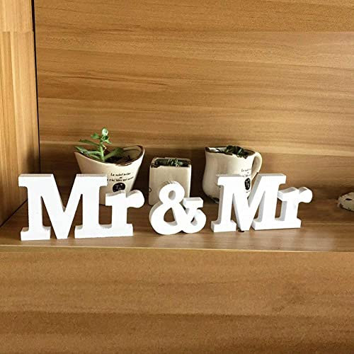 EQLEF Mr & Mr buchstabenschmücken, Mr und Mr Holzbuchstaben Schild Gay Hochzeit Tischdekoration Geschenk für Gay Paare