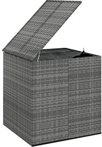 Gecheer Garten Aufbewahrungsbox Kissenbox Auflagenbox Kissentruhe Gartenbox mit Hubautomatik & Innenplane PE Rattan 100x97,5x104 cm Grau