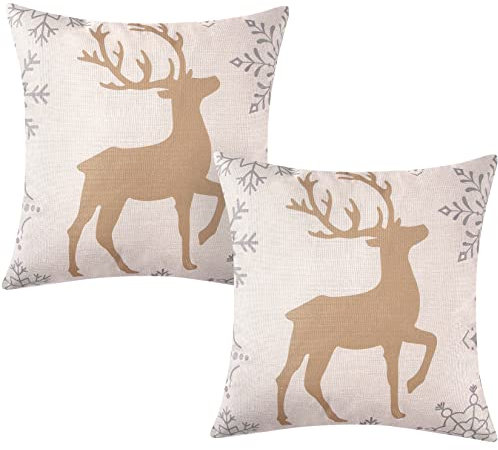 CAROMIO Rote Weihnachts-Kissenbezüge, 45.7x45.7 cm, 2 Stück, Bauernhaus-Weihnachtsdekorationen für Zuhause, Innenbereich, dekorative Wurfkissen für Wohnzimmer, Weihnachten, Sofa, Schlafzimmer