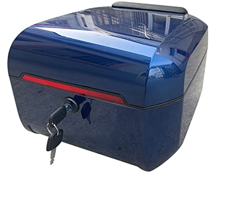 Motorbike Scooter Trunk top box,Multifunctional Motorcycle top case, Luggage Helmet Storage Box,Universal Moped/Scooter Tour Tail Box, with Ergonomic Backrest (Color : Dark blue)