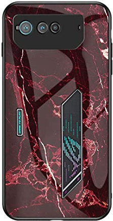 BRAND SET Cover per Asus ROG Phone 6 5G Custodia Morbida in Silicone con Rivestimento in Vetro Temperato Ultrasottile Case per Asus ROG Phone 6 5G (Rosso)