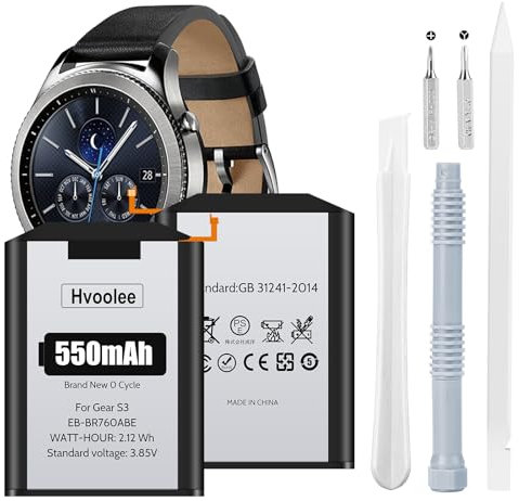 Batteria da 550mAh per Samsung Gear S3 Frontier (SM-R760, R770, R765), Gear S3 Classic Batteria di ricambio interna con kit di riparazione professionale