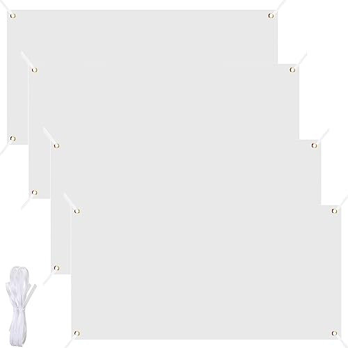 4 Packs Paintable Blank Banners 4x2ft White Solid Color Flags With 12M Rope Plain Make Your Own Banner DIY Party Festival Celebration Sport Activities School Events Outdoor Decoration 120x60cm