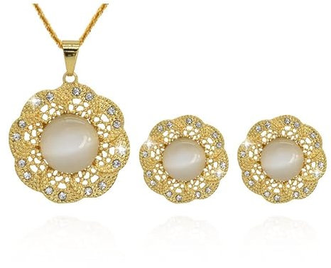LAYCHEN Frauen Ohrringe Schmuck Halskette Set Blume Hochzeit Kollektion Set Dubai Afrikanischen Schmuck Äthiopischen Gold Brautschmuck