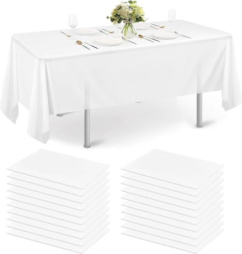 eqivei 10 Stück Tischdecke Weiß, Einweg Tischdecke für Biertisch, Hochzeit, Party, Geburtstag, Bierzeltgarnitur, Rechteckig Tischtuch, Wasserdicht Tischdecke aus Vliesstoffe,150×280 cm