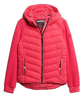 Superdry Damen Storm Hybrid Steppjacke mit Kapuze Aktiv Pink 38
