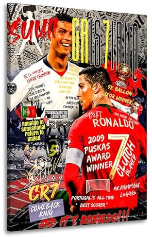 Kunstgestalten24 Leinwandbild Ronaldo Fussball Sport Pop Art Wand Bild Hochwertiger Kunstdruck